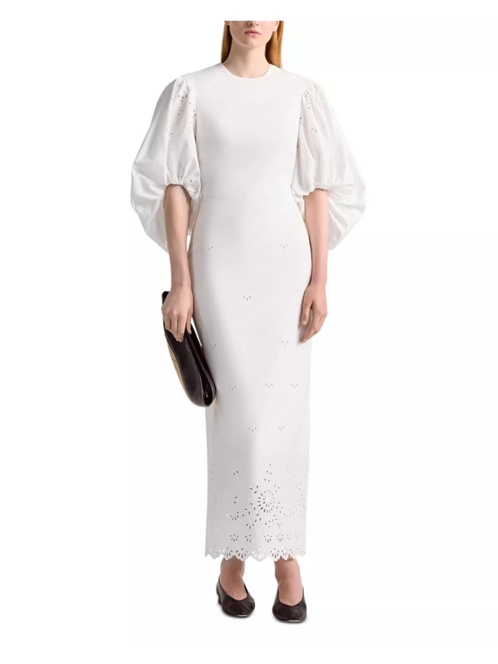 NWT Altuzarra Danielle Eyelet Balloon Sleeve Dress White Womens Size 36